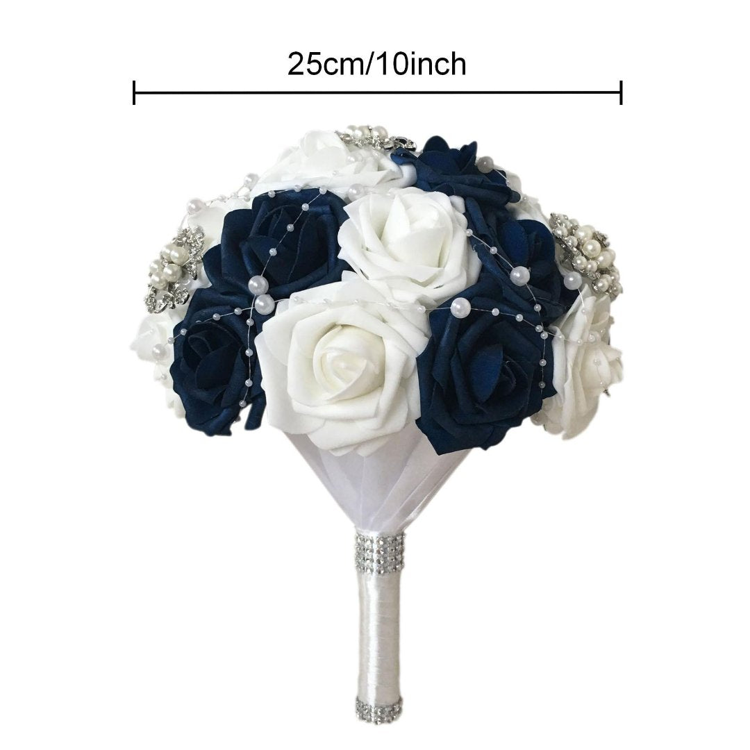 Navy Blue Bridal Bouquet Artificial Rose Flower Bouquet