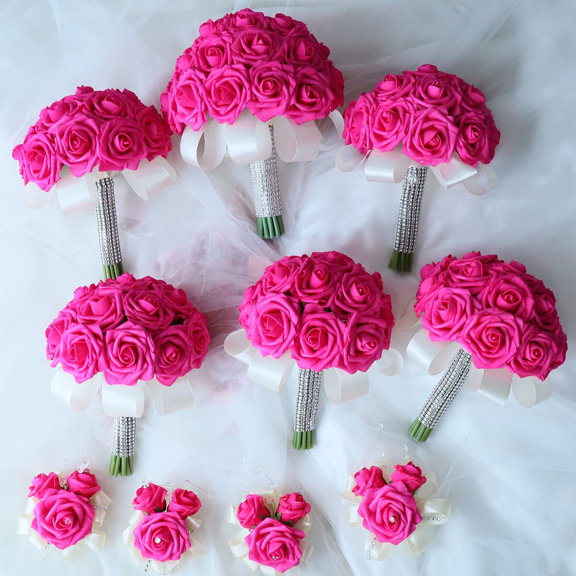 Hot Pink Wedding Bouquets Boutonnieres Corsages