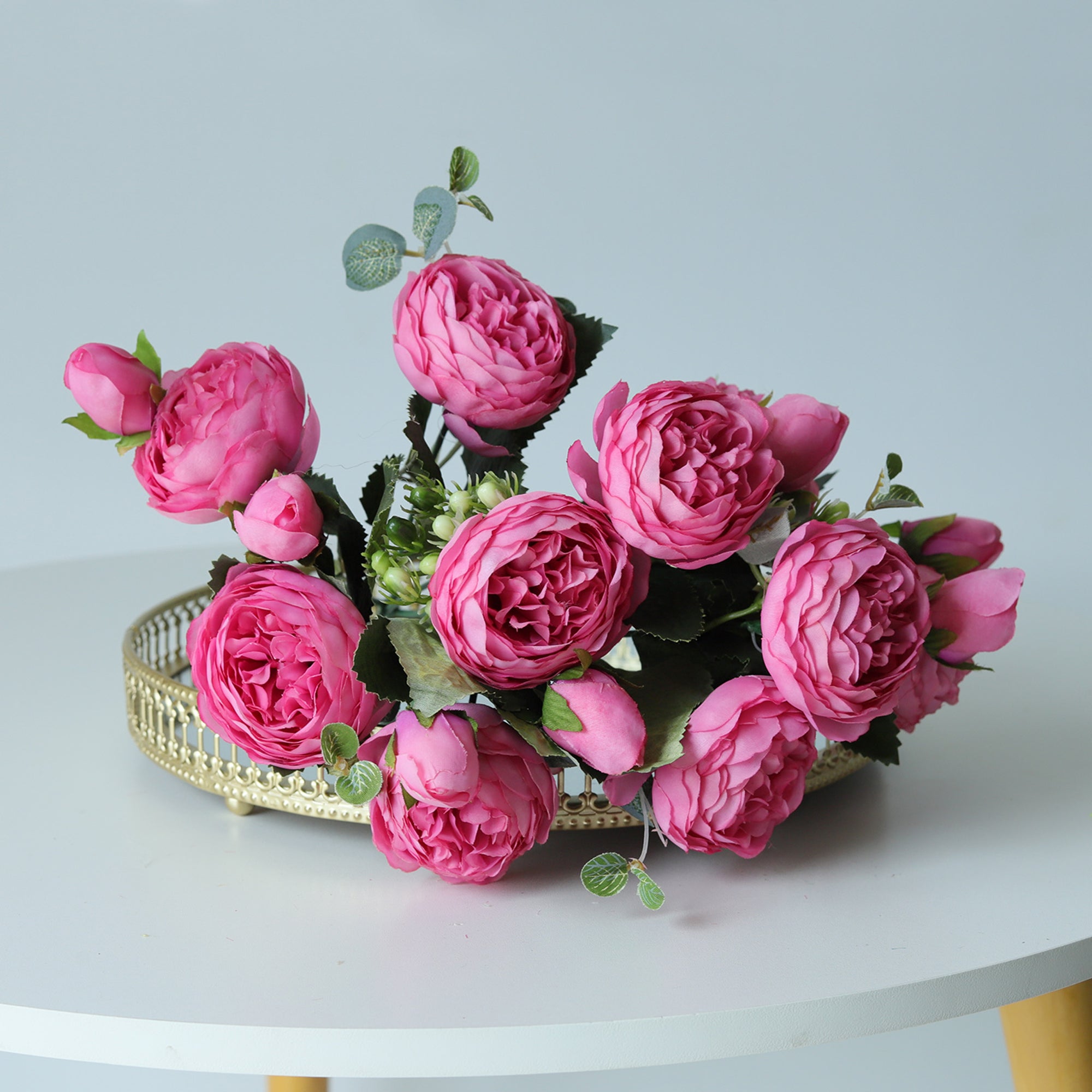 Small Silk Peony Bouquet Fake Flowers Bunches for Wedding