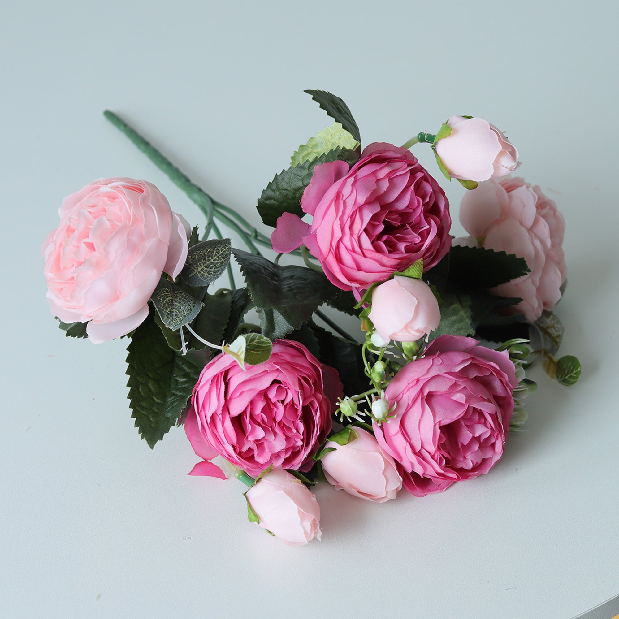 Small Silk Peony Bouquet Fake Flowers Bunches for Wedding