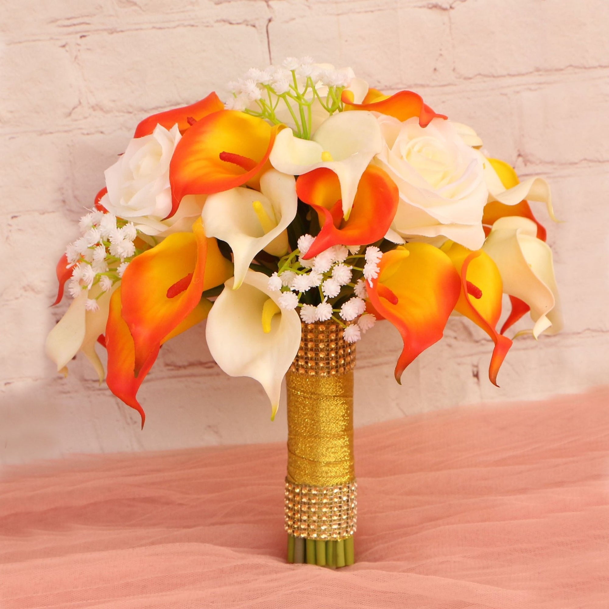 Artificial Orange Calla Lily Wedding Bouquets