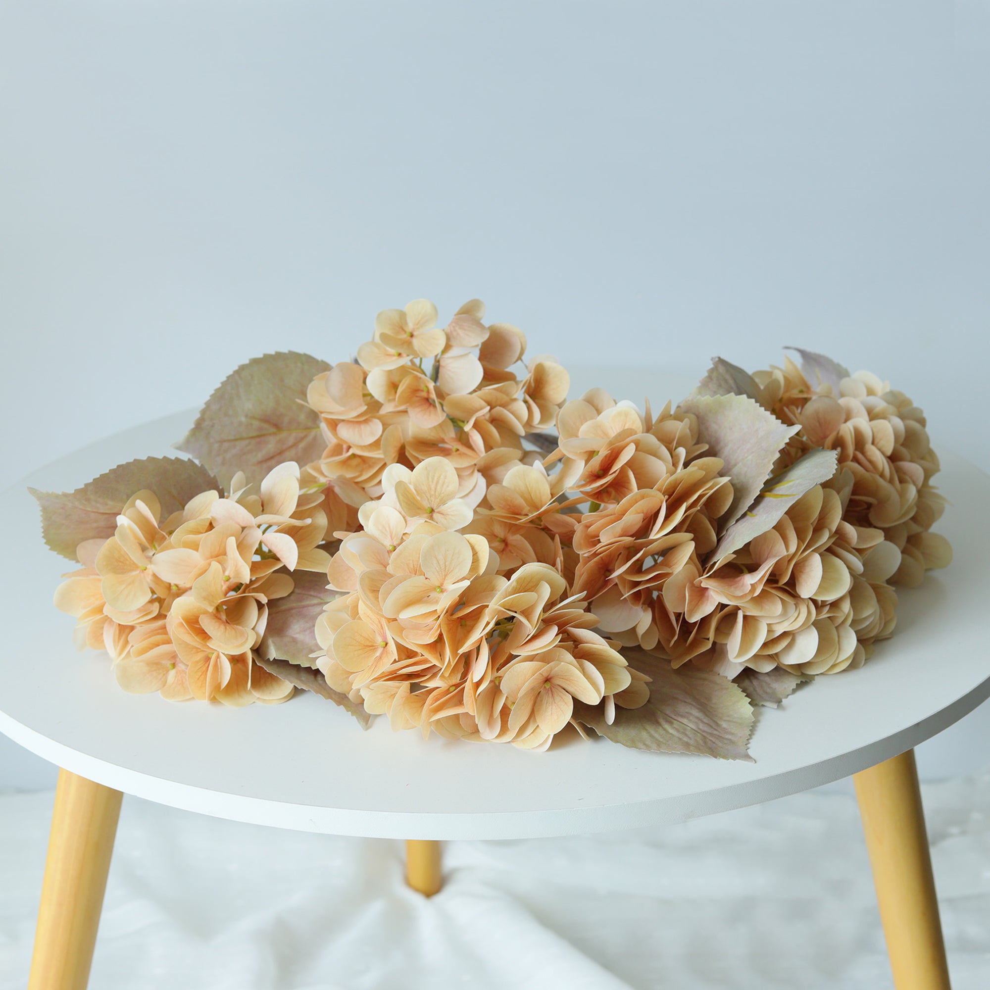 Artificial Flowers Tan Silk Hydrangea Fake Floral