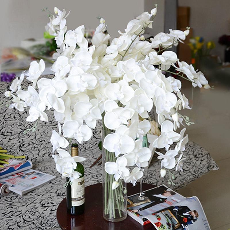 Artificial Butterfly Cream White Orchids Silk Phalaenopsis for Wedding Centerpieces