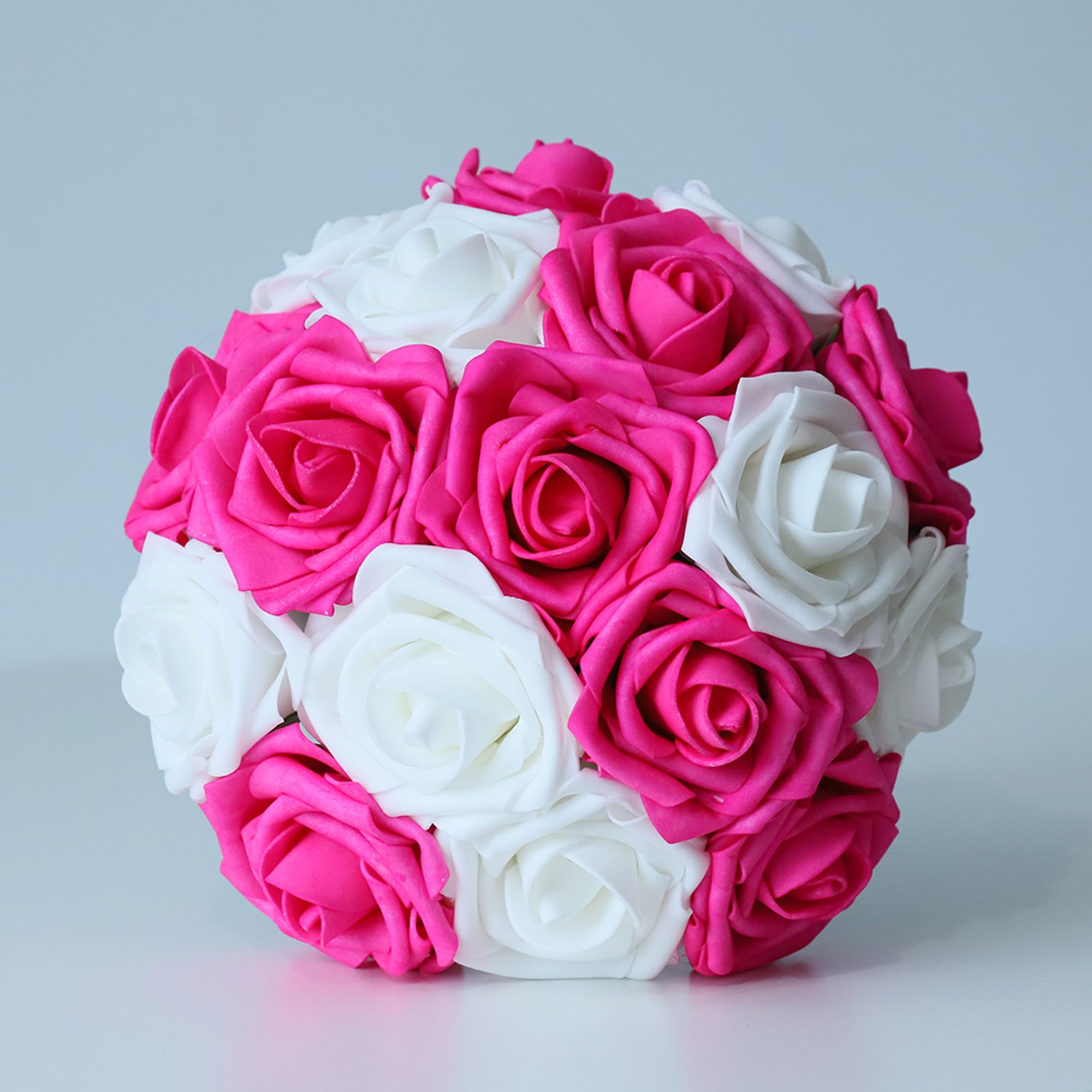 Hot Pink White Rose Wedding Bouquet Set
