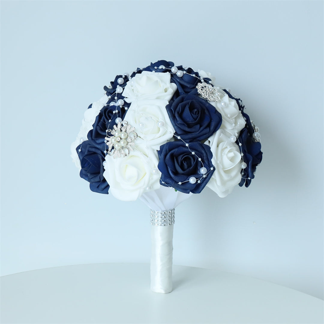 Navy Blue Bridal Bouquet Artificial Rose Flower Bouquet