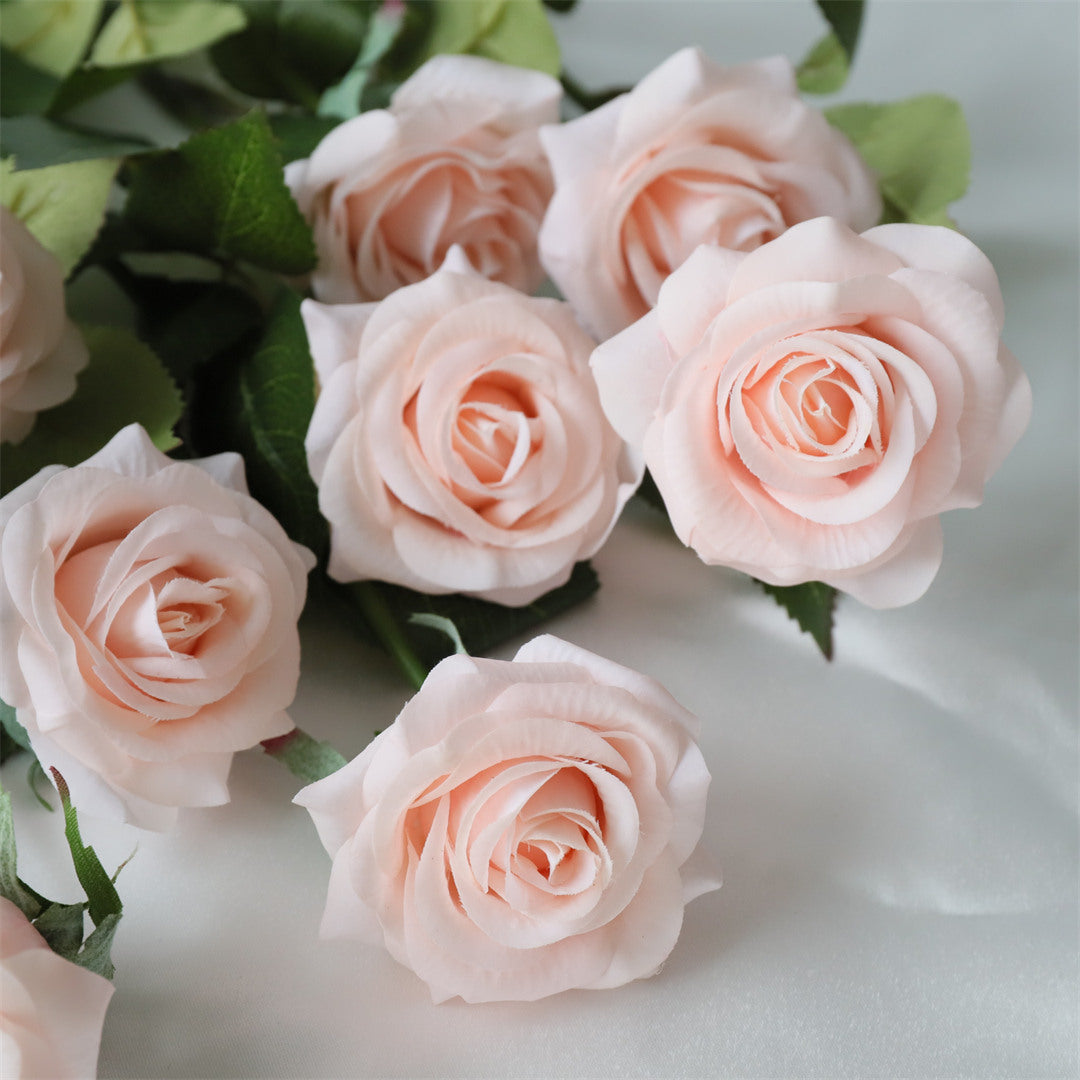 Realistic Blush Pink Roses Real Touch Flowers 10pcs