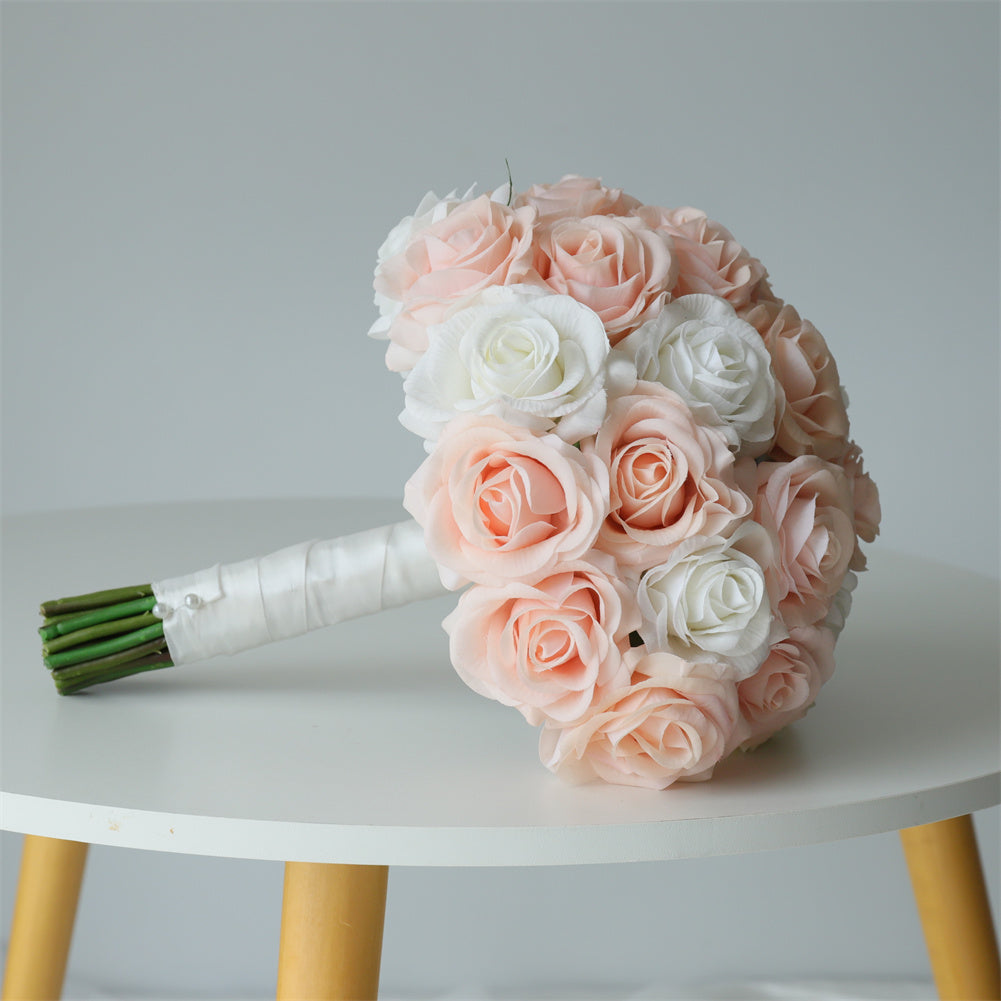 Blush Wedding Bouquet Bride Flowers 10"