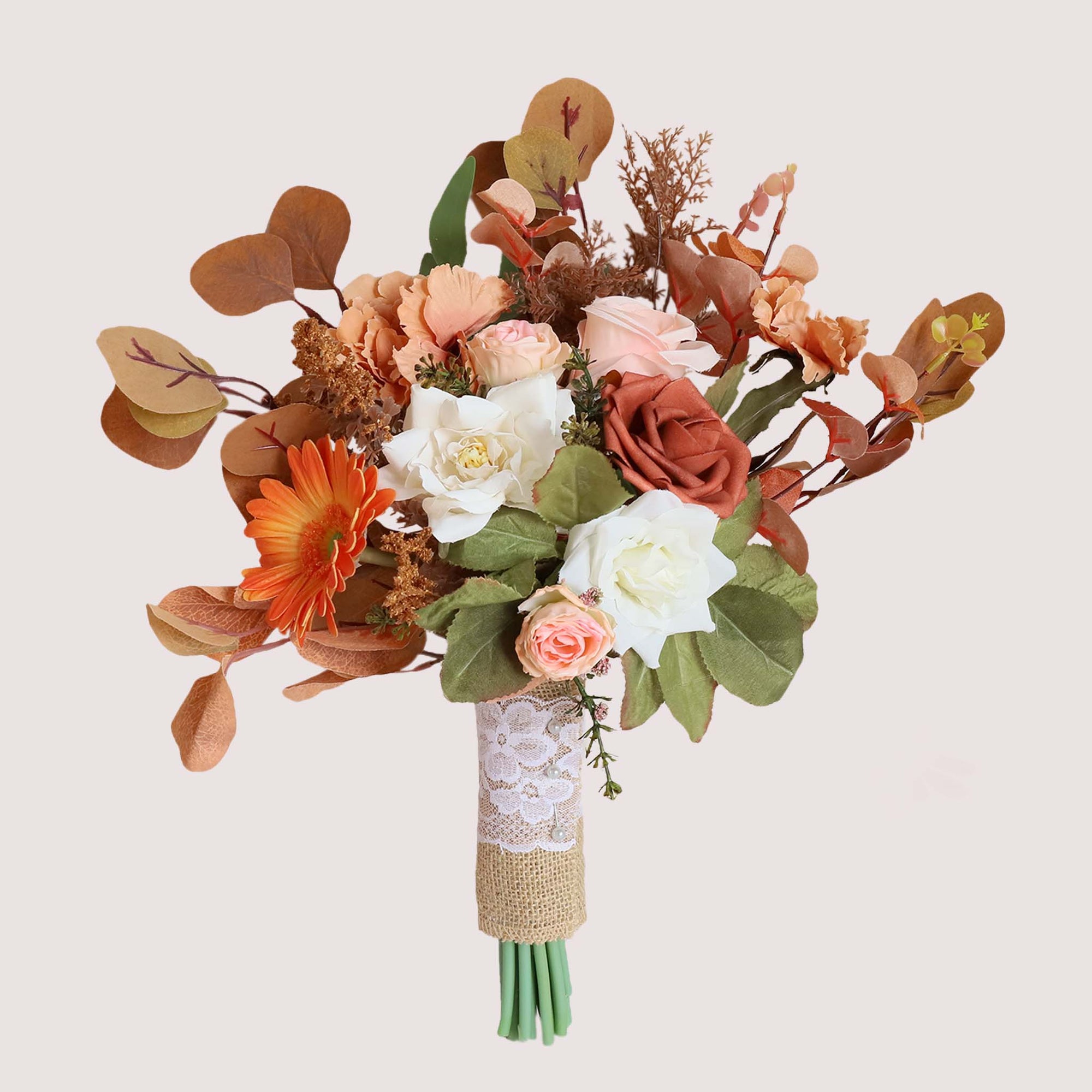 Fall Wedding Bouquets Artificial Terracotta Flowers