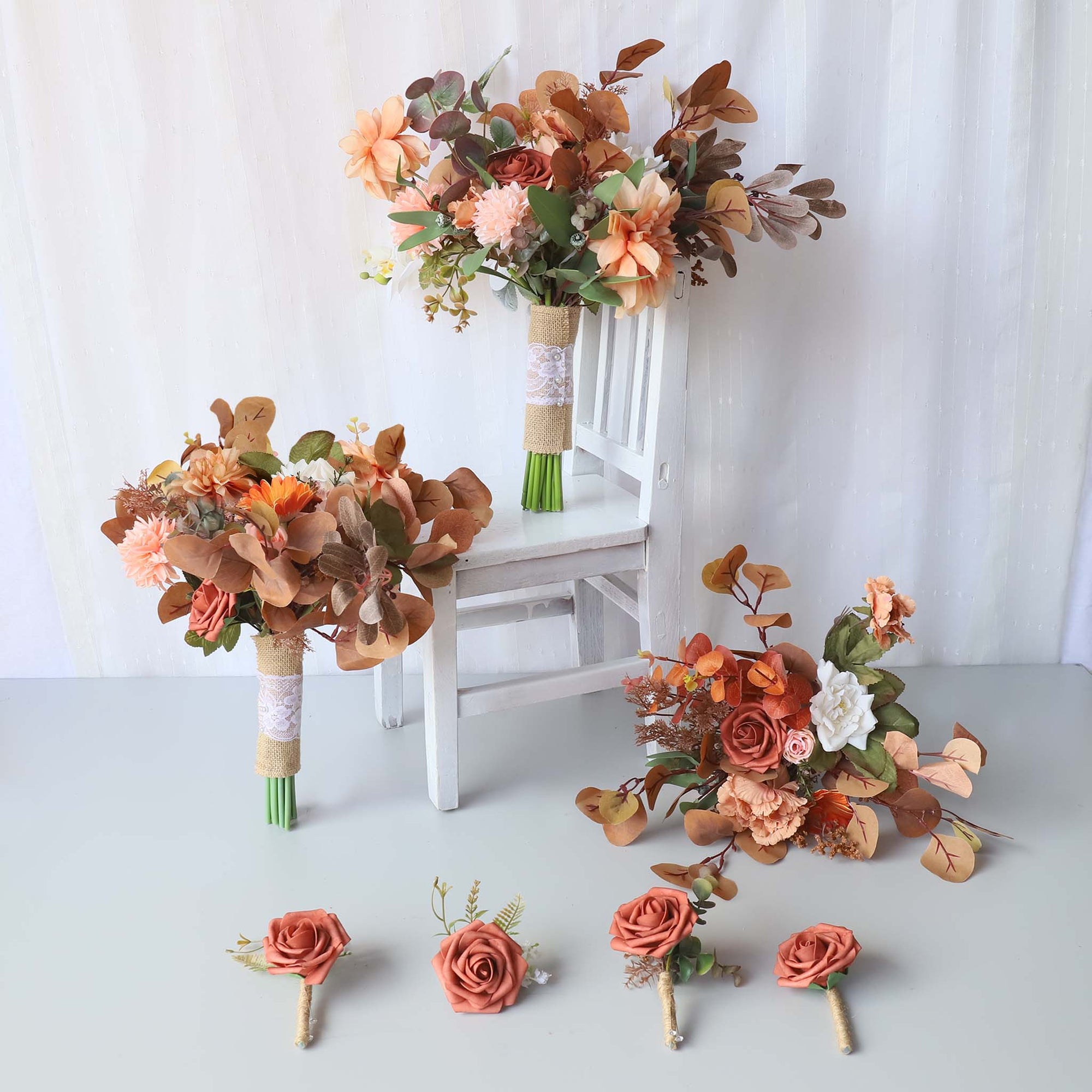 Fall Wedding Bouquets Artificial Terracotta Flowers