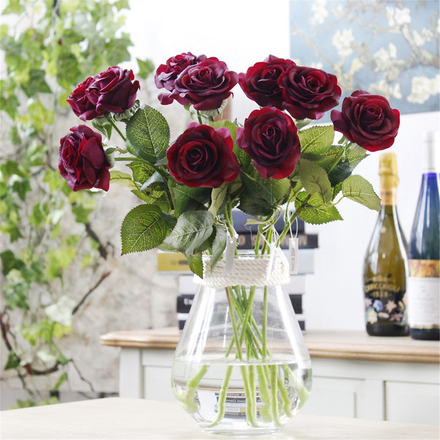 Burgundy Real Touch Rose Plum Wedding Flowers