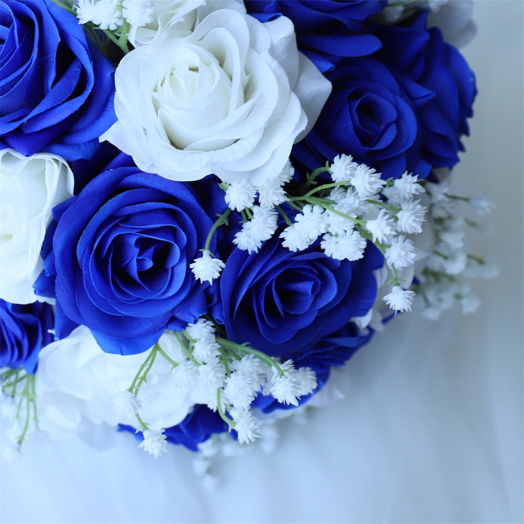 Realistic Royal Blue Flower Bouquet for Bride 10"