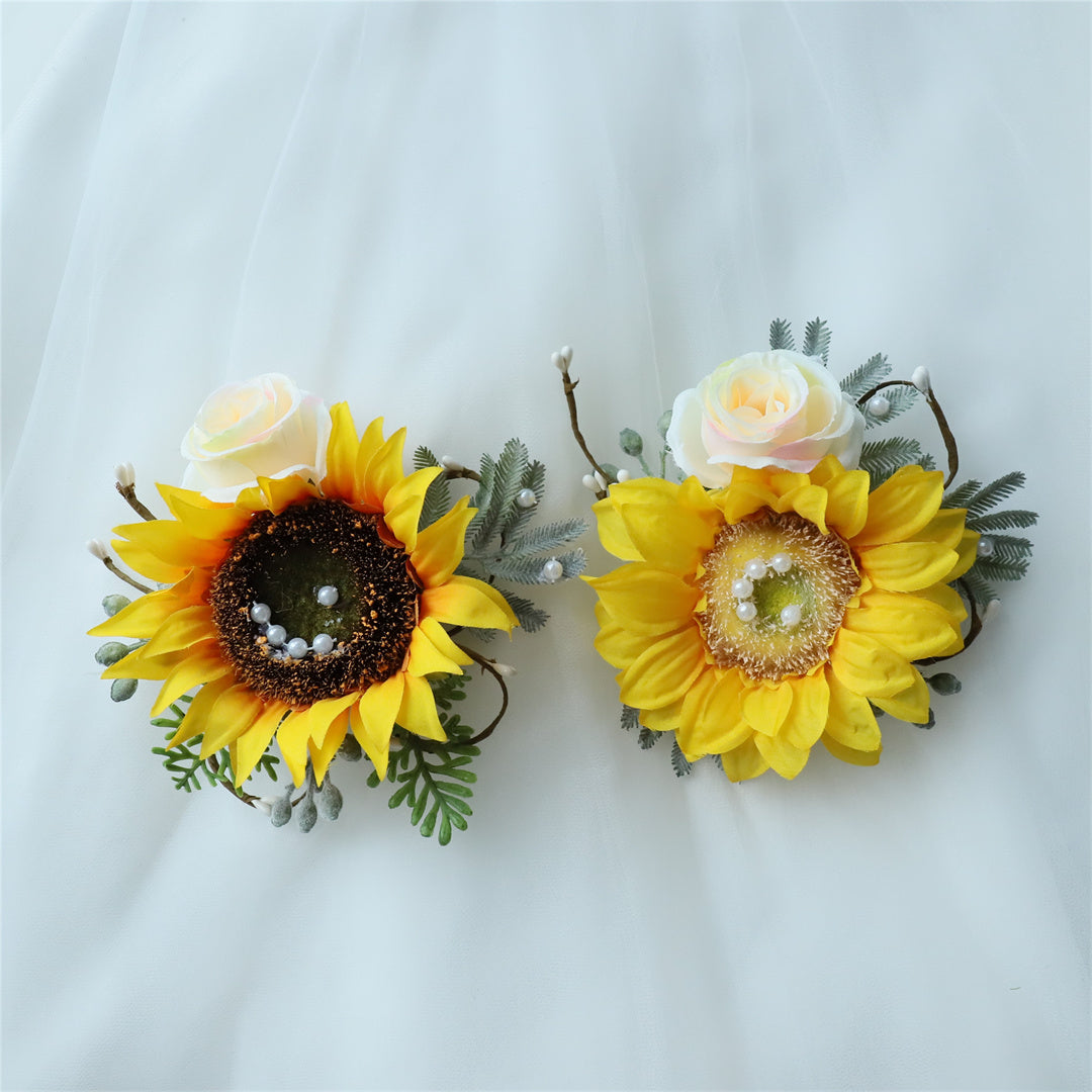 Silk Sunflower Bridal Headpiece Hair Accessory