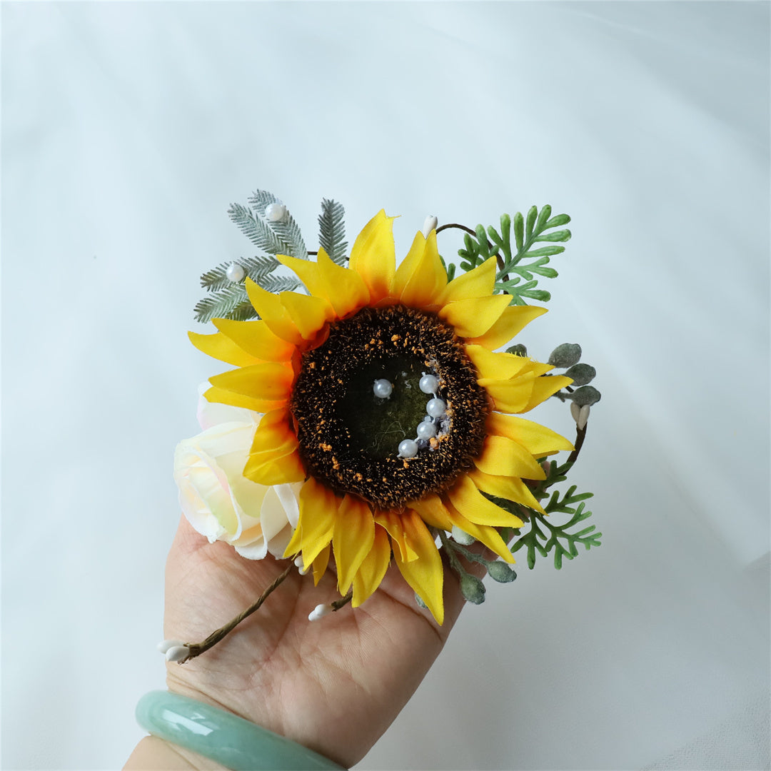 Silk Sunflower Bridal Headpiece Hair Accessory