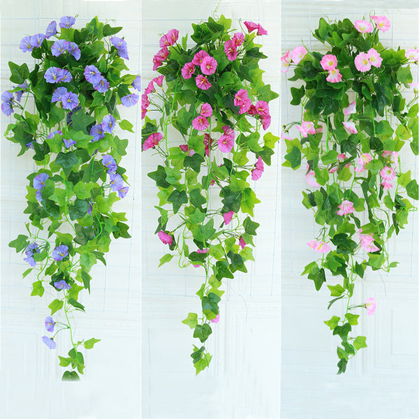 Artificial Vines Artificial Morning Glory Trumpet Flower Vine Fake Green  Plant Outdoor Wedding Hanging Baskets Decor